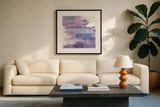 Purple Haze I by Chris Paschke. Displayed in a glass frame with matte in a clean modern living room. Available as an archival giclee rolled canvas, fine art paper, or poster print. SKU 37161a.
