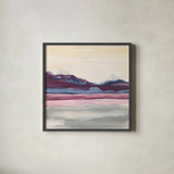 Purple Rock Dawn II by Chris Paschke. Shown in a sleek black glass frame for a contemporary gallery look. Available as an archival giclee rolled canvas, fine art paper, or poster print. SKU 24083a.