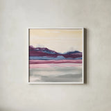 Purple Rock Dawn II by Chris Paschke. Shown in a crisp white glass frame for a clean and minimalist style. Available as an archival giclee rolled canvas, fine art paper, or poster print. SKU 24083a.