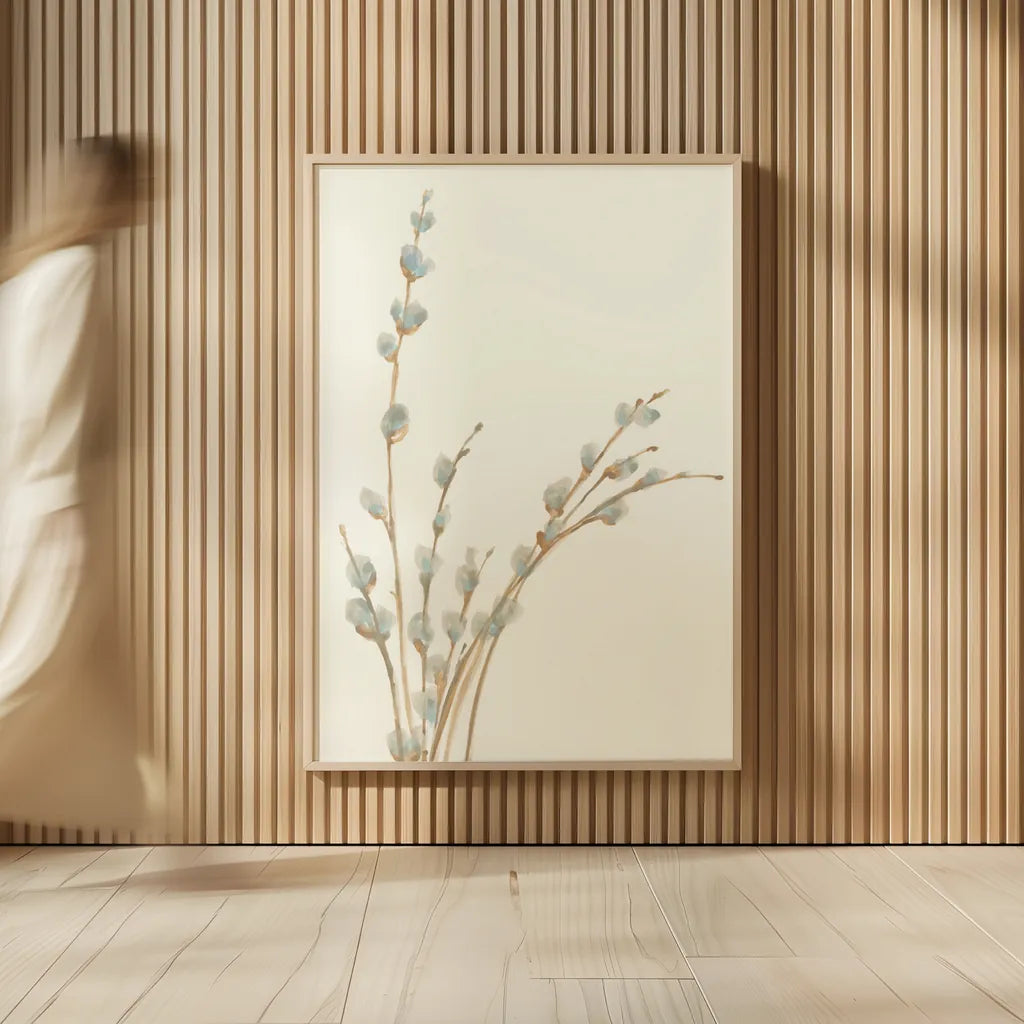 Pussy Willows III by Chris Paschke. shown as over sized large wall art. Available as an archival giclee rolled canvas, fine art paper, or poster print. SKU 55081h.