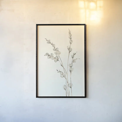 Pussy Willows IV by Chris Paschke. shown as a paper print in a black flame. Available as a archival giclee rolled canvas, fine art paper, or poster print. SKU 55082h.