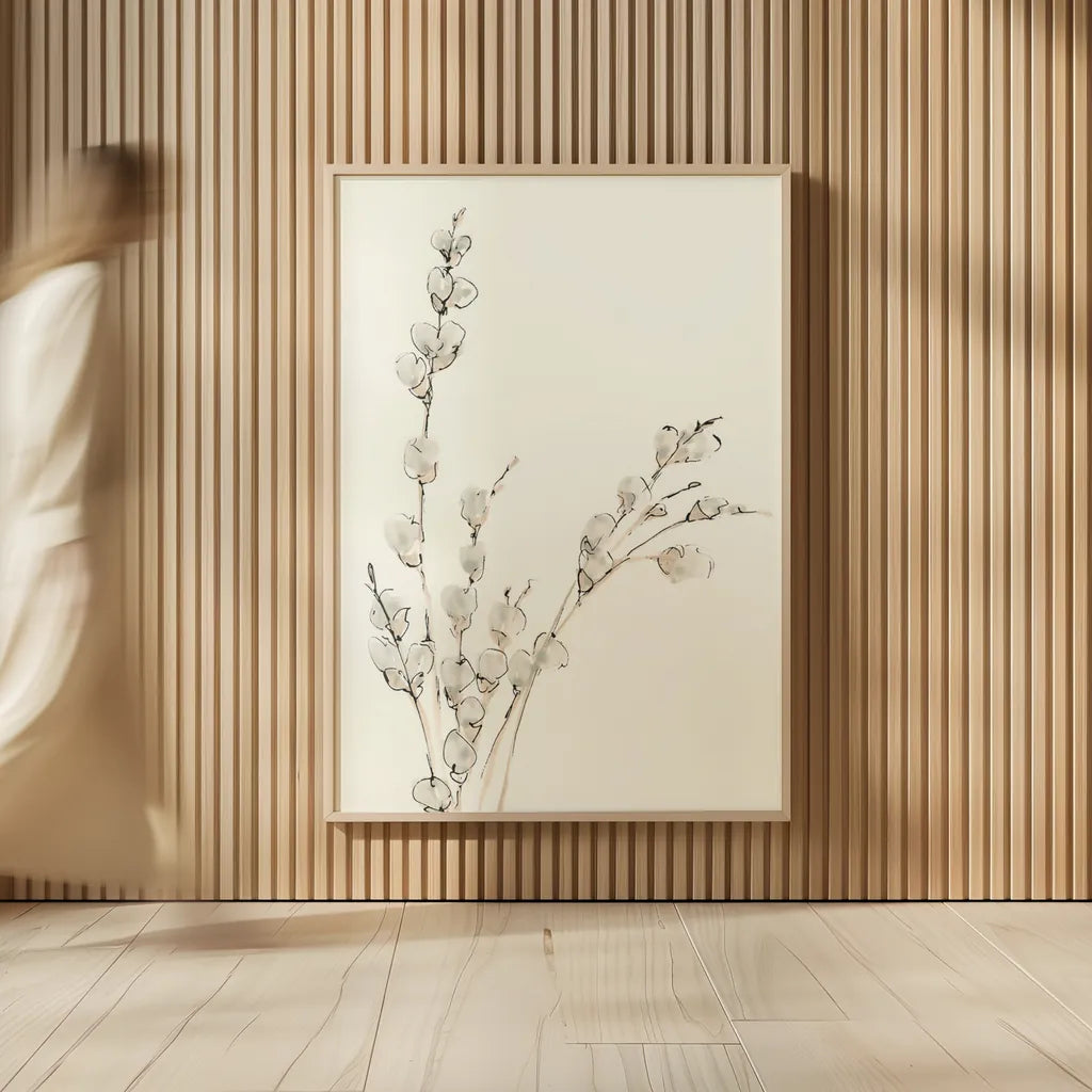 Pussy Willows V by Chris Paschke. shown as over sized large wall art. Available as an archival giclee rolled canvas, fine art paper, or poster print. SKU 55083h.