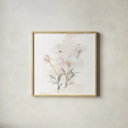 Queen Annes Lace II by Chris Paschke. Shown in a natural wood glass frame for a timeless modern aesthetic. Available as an archival giclee rolled canvas, fine art paper, or poster print. SKU 73082a.
