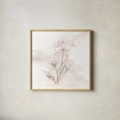 Queen Annes Lace IV by Chris Paschke. Shown in a natural wood glass frame for a timeless modern aesthetic. Available as an archival giclee rolled canvas, fine art paper, or poster print. SKU 73084a.