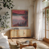 Quiet Time by Chris Paschke. Shown in a natural wood frame in a cozy modern living room. Available as an archival giclee rolled canvas, fine art paper, or poster print. SKU 23956a.
