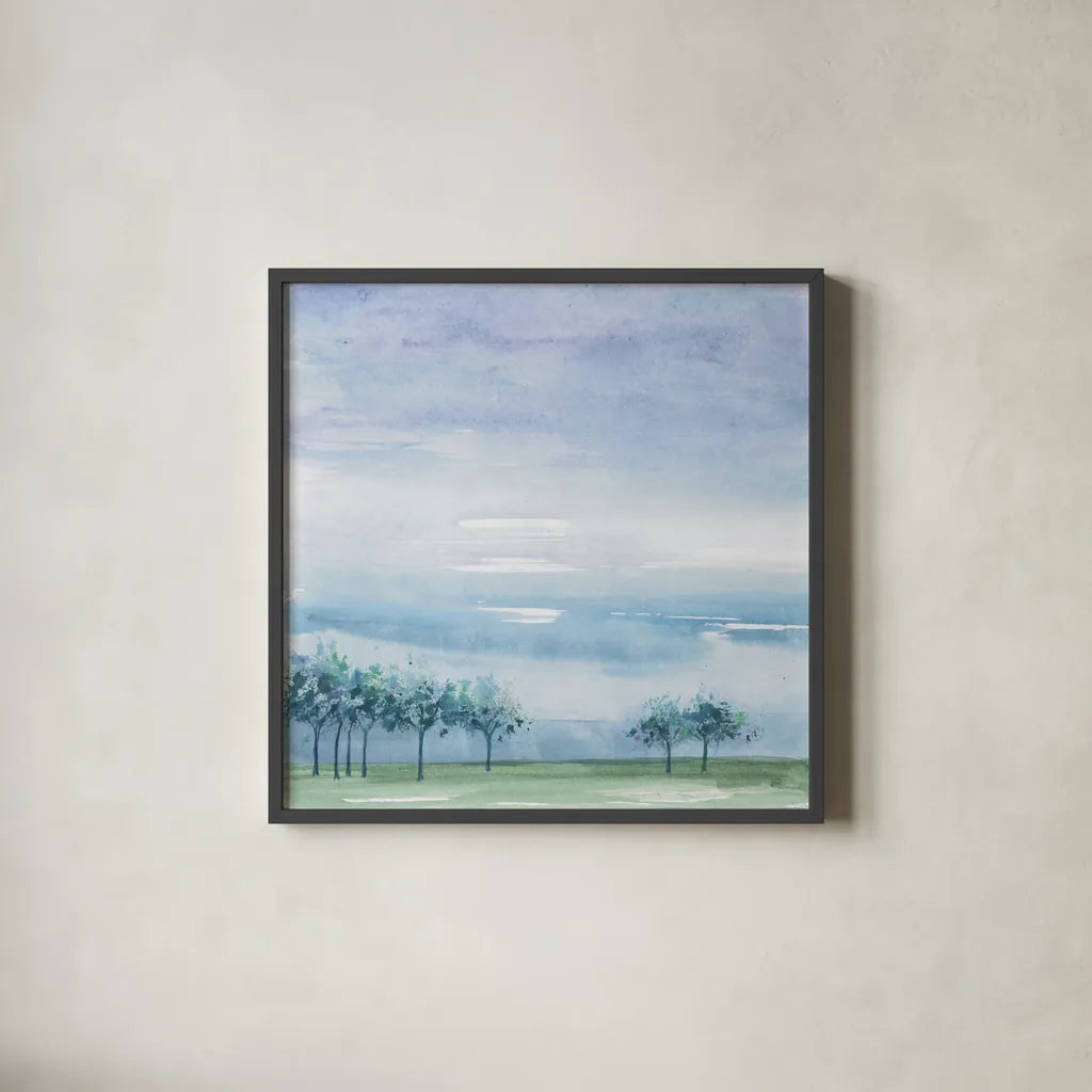 Rain on the Plain by Chris Paschke. Shown in a sleek black glass frame for a contemporary gallery look. Available as an archival giclee rolled canvas, fine art paper, or poster print. SKU 23949a.