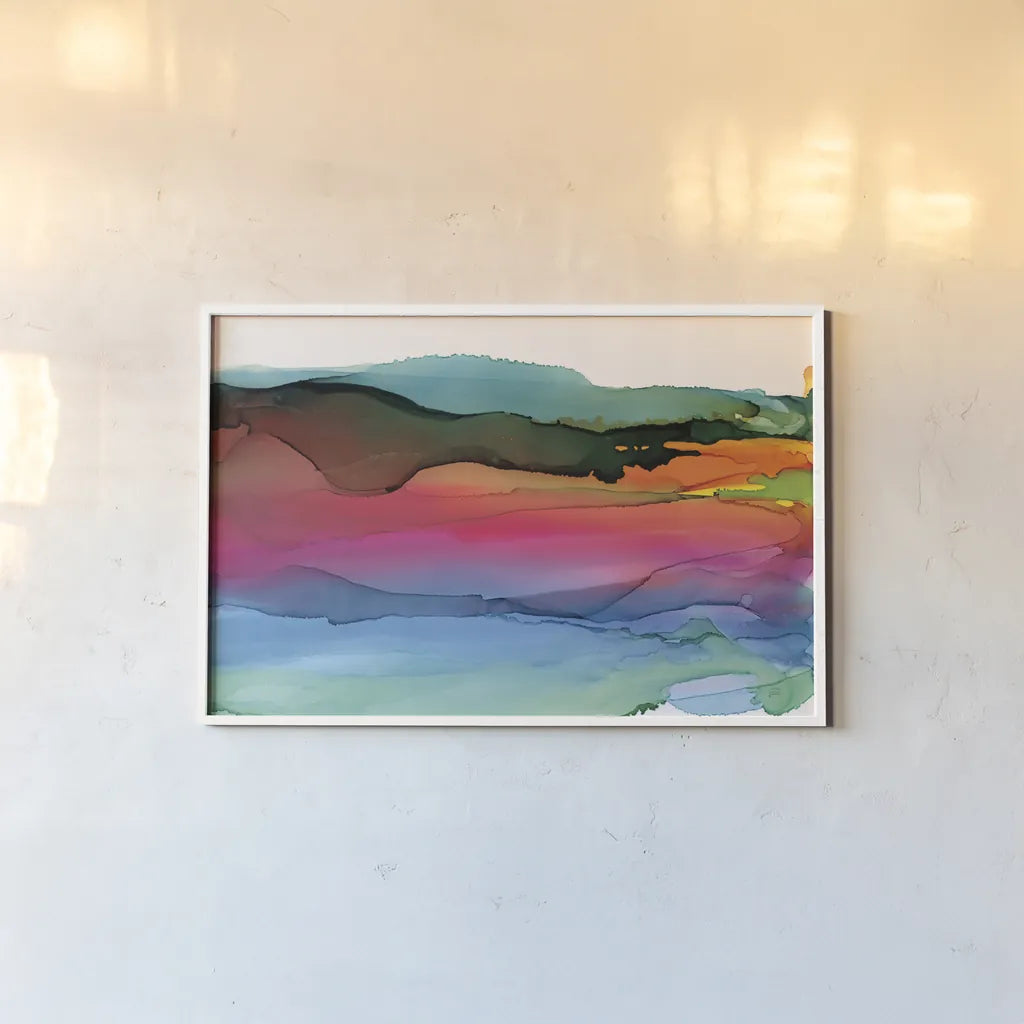 Rainbowscape I Crop by Chris Paschke. shown as a paper print in a white frame. Available as a archival giclee rolled canvas, fine art paper, or poster print. SKU 81890i.