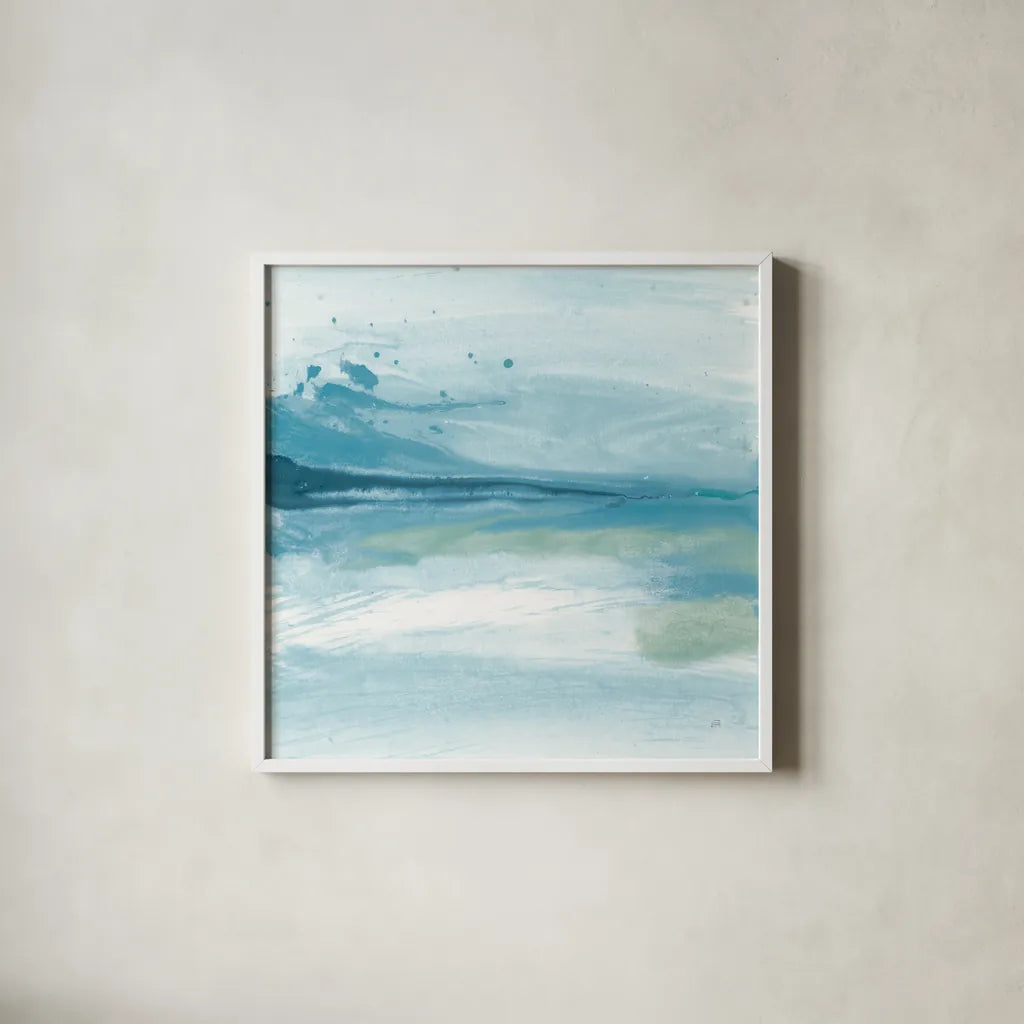 Reactions I Bright by Chris Paschke. Shown in a crisp white glass frame for a clean and minimalist style. Available as an archival giclee rolled canvas, fine art paper, or poster print. SKU 75627a.