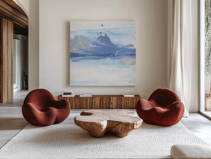 Reactions IV by Chris Paschke. Shown as extra-large giant wall art in a modern living room. Available as an archival giclee rolled canvas, fine art paper, or poster print. SKU 74355a.