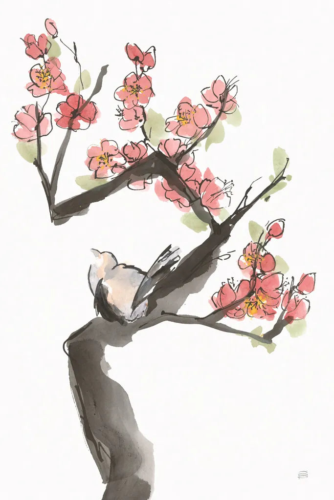 Red Plum Branch I by Chris Paschke. SKU 100168h. Archival Giclee Fine art print for wall decor.