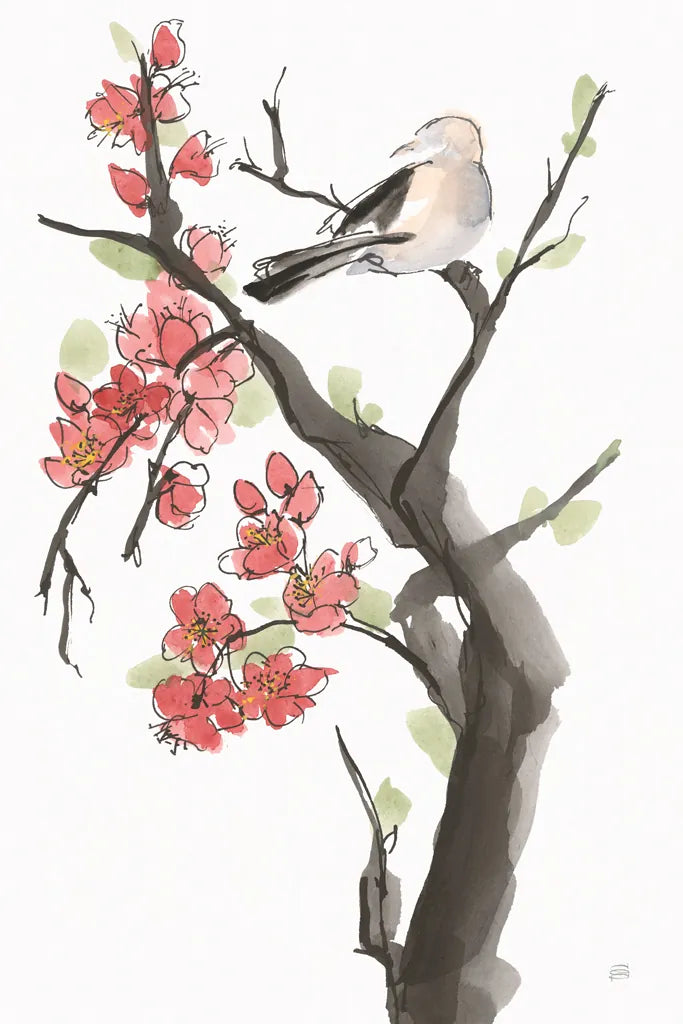 Red Plum Branch II by Chris Paschke. SKU 100169h. Archival Giclee Fine art print for wall decor.