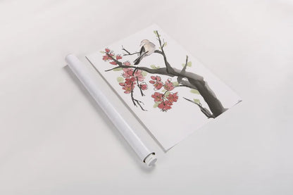 Red Plum Branch II by Chris Paschke. shown as a rolled paper print. Available as archival giclee rolled canvas, fine art paper, or poster print. SKU 100169h.
