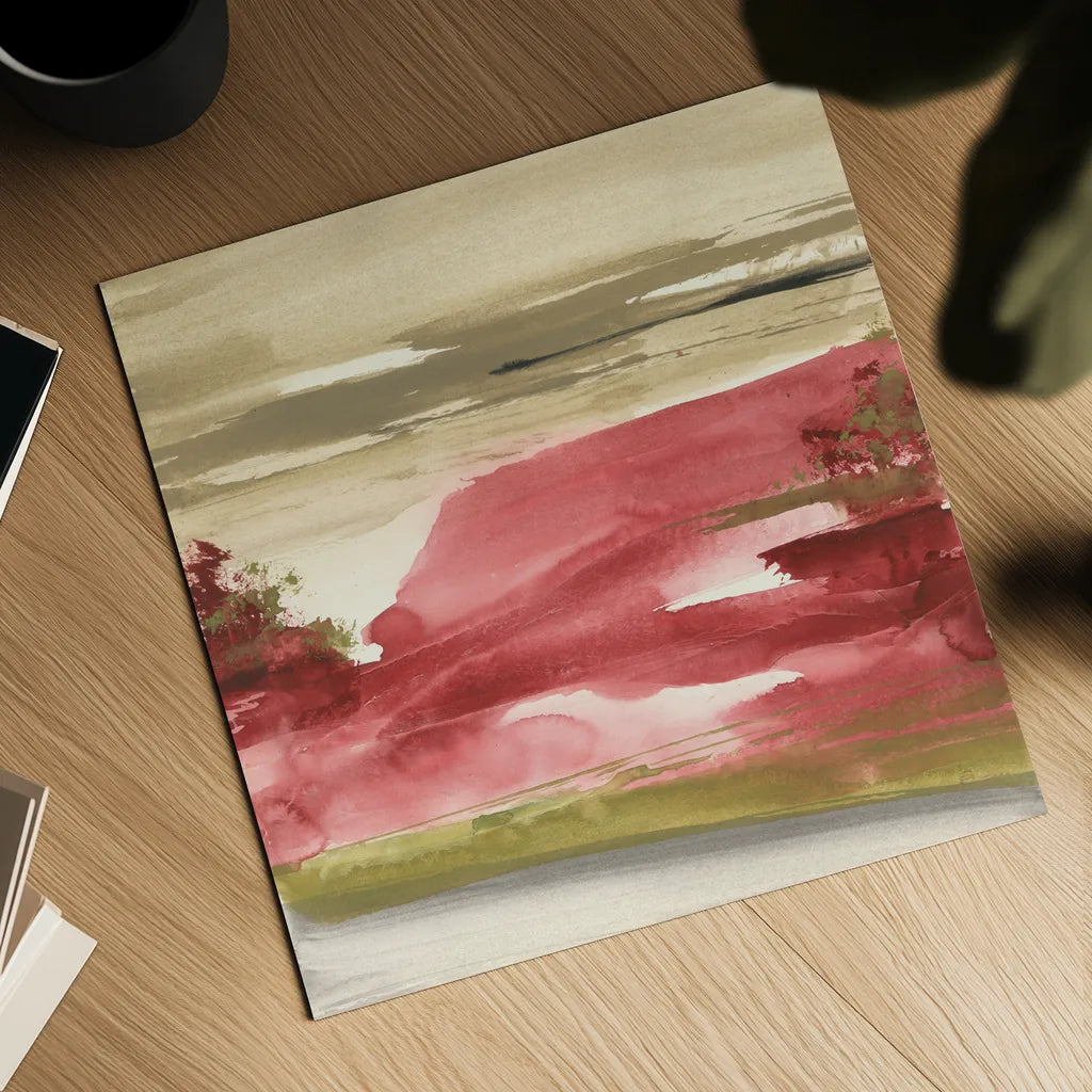 Red Rock I by Chris Paschke. Shown as a detailed flat fine art print, highlighting archival giclee quality. Available as an archival giclee rolled canvas, fine art paper, or poster print. SKU 44545a.