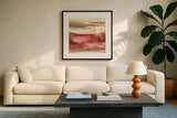Red Rock II by Chris Paschke. Displayed in a glass frame with matte in a clean modern living room. Available as an archival giclee rolled canvas, fine art paper, or poster print. SKU 44546a.