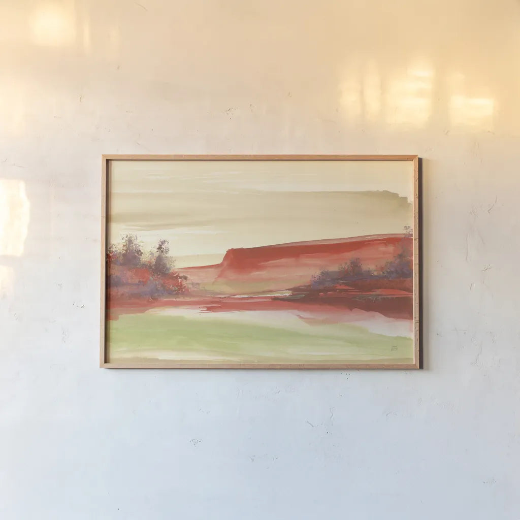 Red Rock III by Chris Paschke. shown as a paper print in a natural frame. Available as a archival giclee rolled canvas, fine art paper, or poster print. SKU 44547i.