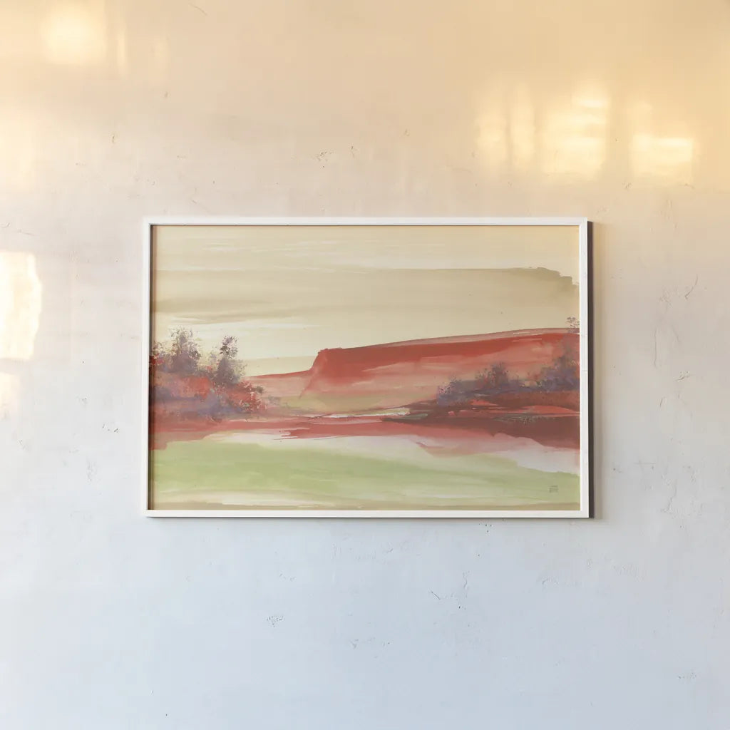 Red Rock III by Chris Paschke. shown as a paper print in a white frame. Available as a archival giclee rolled canvas, fine art paper, or poster print. SKU 44547i.