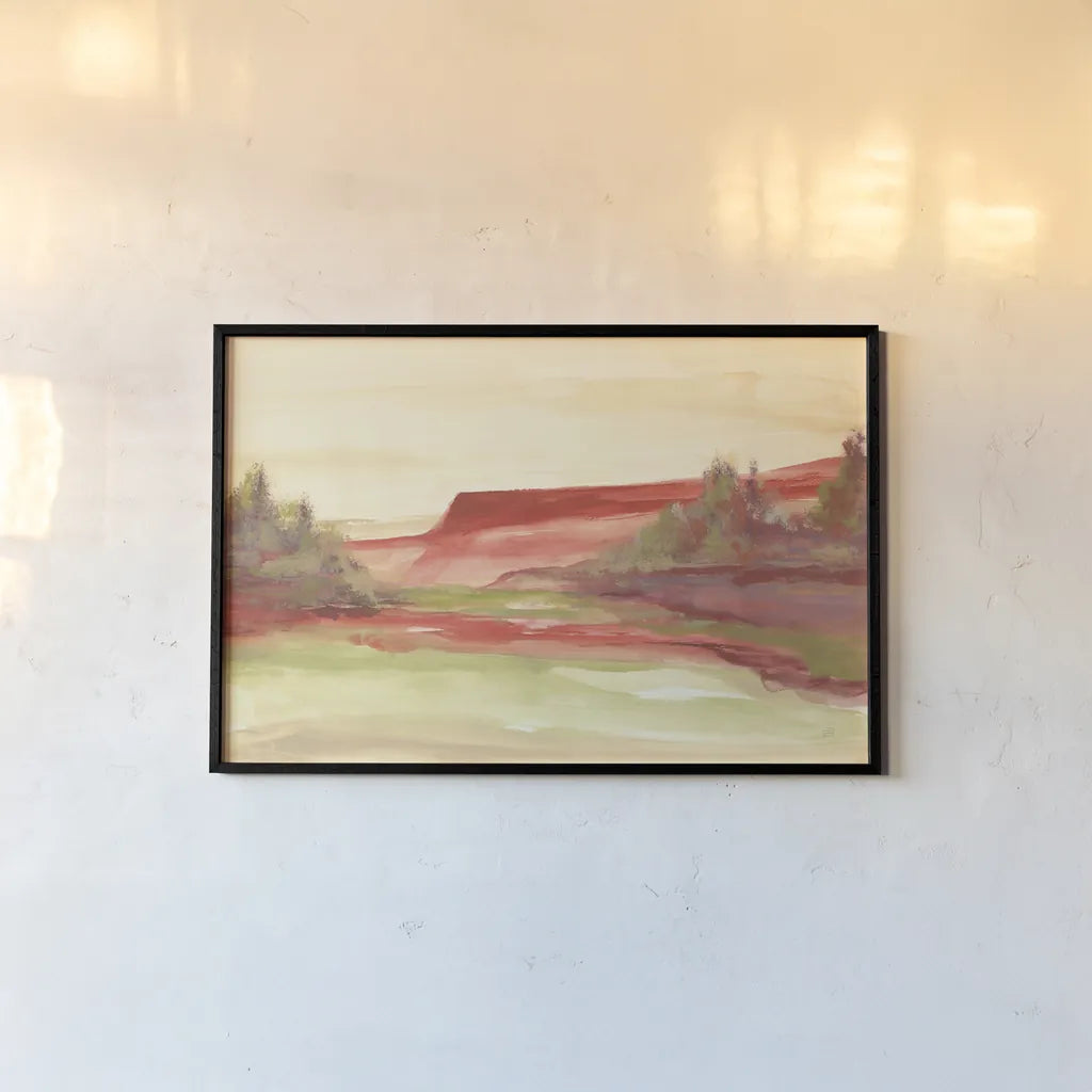 Red Rock V by Chris Paschke. shown as a paper print in a black flame. Available as a archival giclee rolled canvas, fine art paper, or poster print. SKU 44549i.