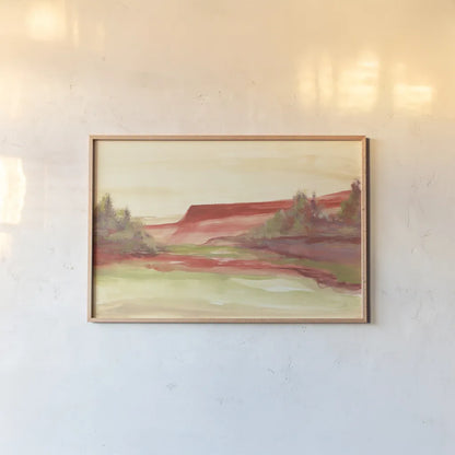 Red Rock V by Chris Paschke. shown as a paper print in a natural frame. Available as a archival giclee rolled canvas, fine art paper, or poster print. SKU 44549i.