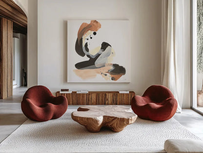 Refined Minimal I by Chris Paschke. Shown as extra-large giant wall art in a modern living room. Available as an archival giclee rolled canvas, fine art paper, or poster print. SKU 84545a.