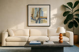 River Run II by Chris Paschke. Displayed in a glass frame with matte in a clean modern living room. Available as an archival giclee rolled canvas, fine art paper, or poster print. SKU 44554a.