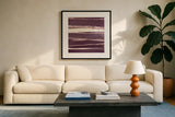 Rose Gold II Purple by Chris Paschke. Displayed in a glass frame with matte in a clean modern living room. Available as an archival giclee rolled canvas, fine art paper, or poster print. SKU 59360a.