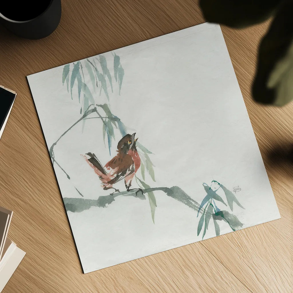 Russet Sparrow by Chris Paschke. Shown as a detailed flat fine art print, highlighting archival giclee quality. Available as an archival giclee rolled canvas, fine art paper, or poster print. SKU 23942a.