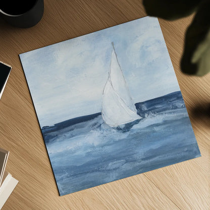 Sailboats I by Chris Paschke. Shown as a detailed flat fine art print, highlighting archival giclee quality. Available as an archival giclee rolled canvas, fine art paper, or poster print. SKU 73874a.