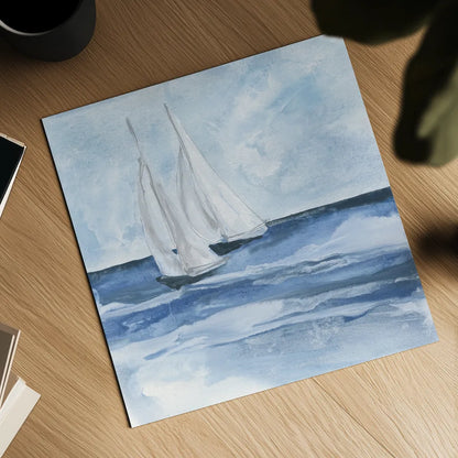 Sailboats III by Chris Paschke. Shown as a detailed flat fine art print, highlighting archival giclee quality. Available as an archival giclee rolled canvas, fine art paper, or poster print. SKU 73876a.