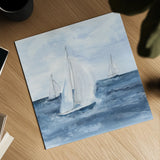 Sailboats V by Chris Paschke. Shown as a detailed flat fine art print, highlighting archival giclee quality. Available as an archival giclee rolled canvas, fine art paper, or poster print. SKU 73878a.