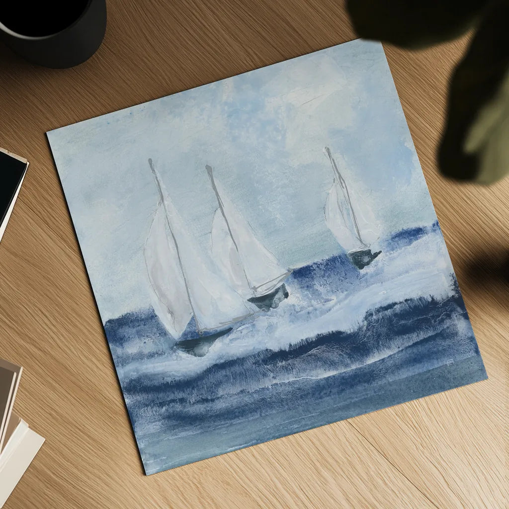 Sailboats VII by Chris Paschke. Shown as a detailed flat fine art print, highlighting archival giclee quality. Available as an archival giclee rolled canvas, fine art paper, or poster print. SKU 73880a.