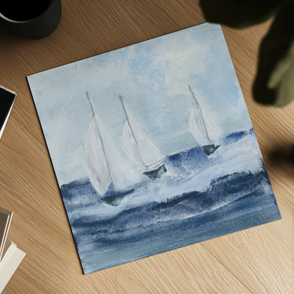 Sailboats VII by Chris Paschke. Shown as a detailed flat fine art print, highlighting archival giclee quality. Available as an archival giclee rolled canvas, fine art paper, or poster print. SKU 73880a.
