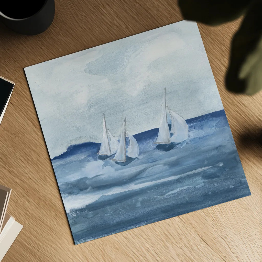 Sailboats VIII by Chris Paschke. Shown as a detailed flat fine art print, highlighting archival giclee quality. Available as an archival giclee rolled canvas, fine art paper, or poster print. SKU 73881a.