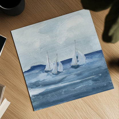 Sailboats VIII by Chris Paschke. Shown as a detailed flat fine art print, highlighting archival giclee quality. Available as an archival giclee rolled canvas, fine art paper, or poster print. SKU 73881a.