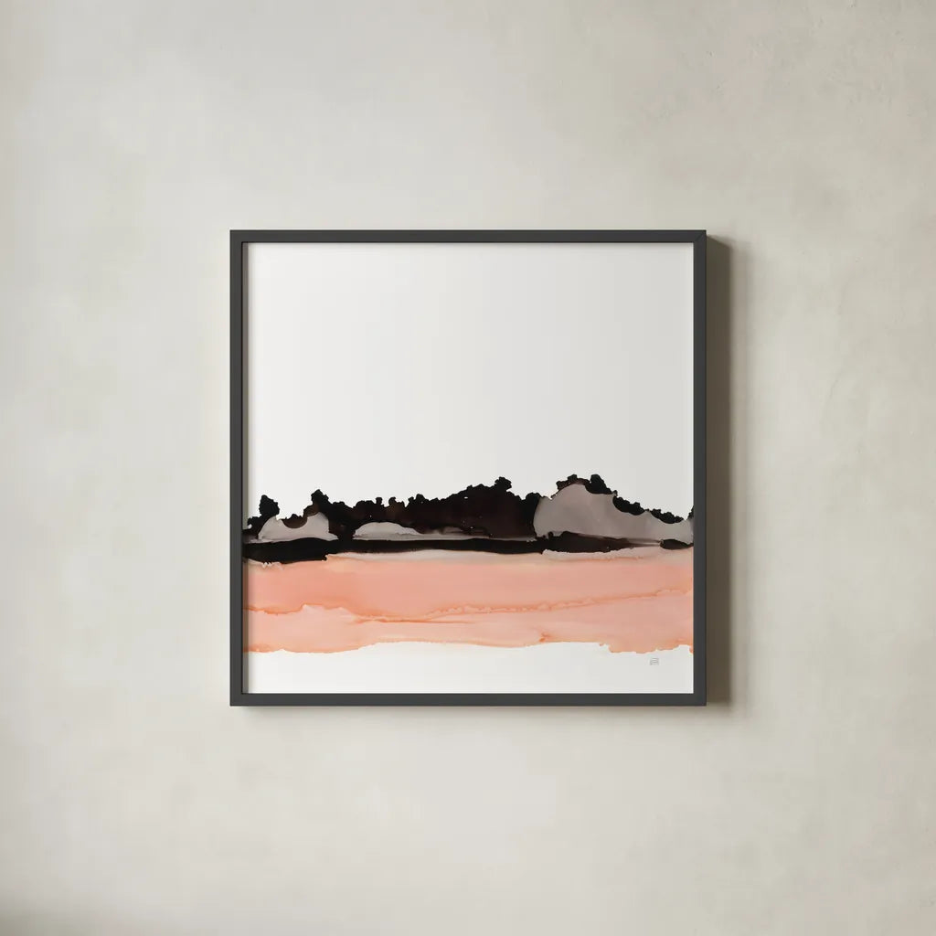 Salmonscape II by Chris Paschke. Shown in a sleek black glass frame for a contemporary gallery look. Available as an archival giclee rolled canvas, fine art paper, or poster print. SKU 81897a.