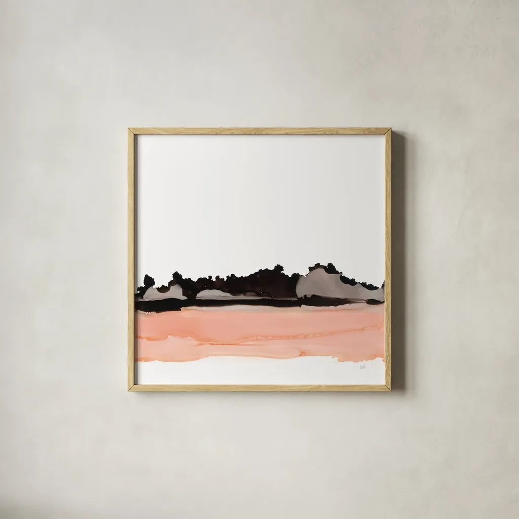 Salmonscape II by Chris Paschke. Shown in a natural wood glass frame for a timeless modern aesthetic. Available as an archival giclee rolled canvas, fine art paper, or poster print. SKU 81897a.