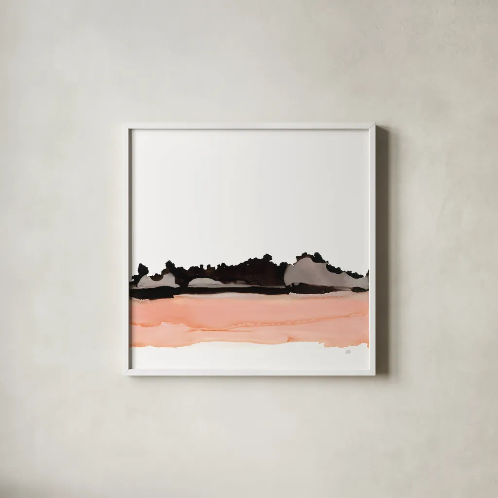 Salmonscape II by Chris Paschke. Shown in a crisp white glass frame for a clean and minimalist style. Available as an archival giclee rolled canvas, fine art paper, or poster print. SKU 81897a.