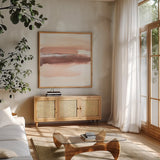 Salt Lake II by Chris Paschke. Shown in a natural wood frame in a cozy modern living room. Available as an archival giclee rolled canvas, fine art paper, or poster print. SKU 94789a.