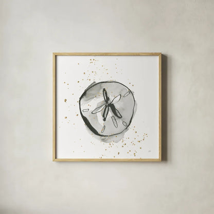 Sand Dollar II by Chris Paschke. Shown in a natural wood glass frame for a timeless modern aesthetic. Available as an archival giclee rolled canvas, fine art paper, or poster print. SKU 66535a.