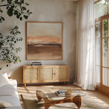 Sand Shadows I by Chris Paschke. Shown in a natural wood frame in a cozy modern living room. Available as an archival giclee rolled canvas, fine art paper, or poster print. SKU 78555a.