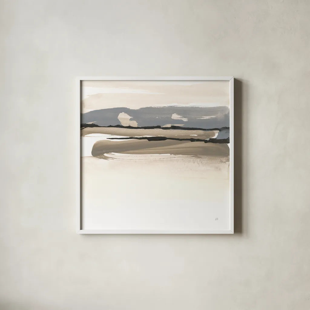 Sand to Sky I by Chris Paschke. Shown in a crisp white glass frame for a clean and minimalist style. Available as an archival giclee rolled canvas, fine art paper, or poster print. SKU 92765a.