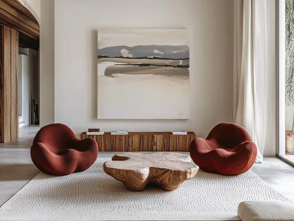 Sand to Sky I by Chris Paschke. Shown as extra-large giant wall art in a modern living room. Available as an archival giclee rolled canvas, fine art paper, or poster print. SKU 92765a.