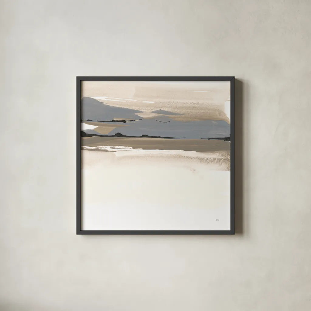 Sand to Sky II by Chris Paschke. Shown in a sleek black glass frame for a contemporary gallery look. Available as an archival giclee rolled canvas, fine art paper, or poster print. SKU 92766a.