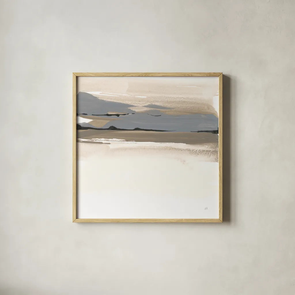 Sand to Sky II by Chris Paschke. Shown in a natural wood glass frame for a timeless modern aesthetic. Available as an archival giclee rolled canvas, fine art paper, or poster print. SKU 92766a.