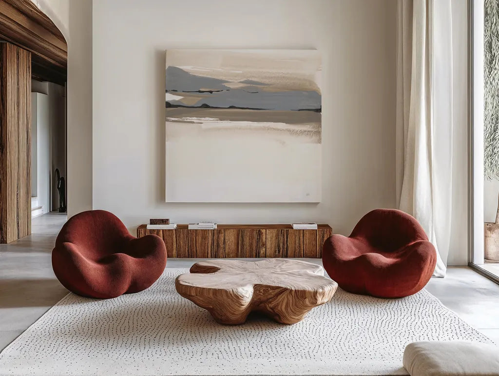 Sand to Sky II by Chris Paschke. Shown as extra-large giant wall art in a modern living room. Available as an archival giclee rolled canvas, fine art paper, or poster print. SKU 92766a.