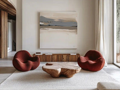 Sand to Sky II by Chris Paschke. Shown as extra-large giant wall art in a modern living room. Available as an archival giclee rolled canvas, fine art paper, or poster print. SKU 92766a.