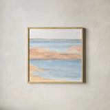 Sandbar I by Chris Paschke. Shown in a natural wood glass frame for a timeless modern aesthetic. Available as an archival giclee rolled canvas, fine art paper, or poster print. SKU 85533a.