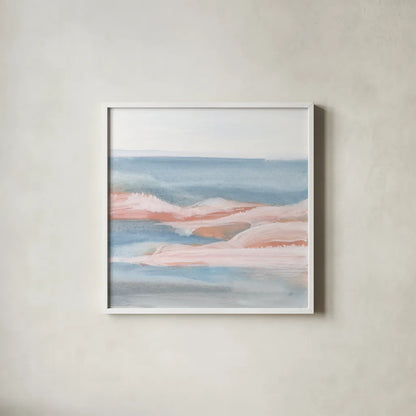 Sandbar III by Chris Paschke. Shown in a crisp white glass frame for a clean and minimalist style. Available as an archival giclee rolled canvas, fine art paper, or poster print. SKU 85535a.