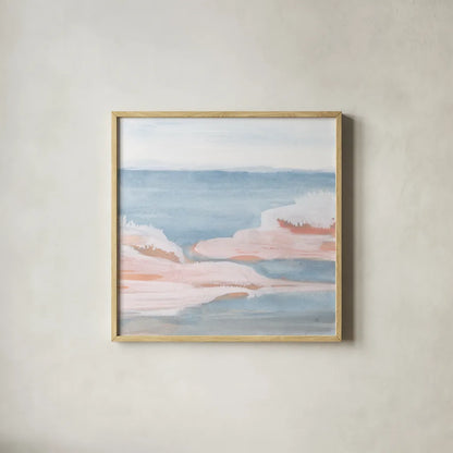 Sandbar IV by Chris Paschke. Shown in a natural wood glass frame for a timeless modern aesthetic. Available as an archival giclee rolled canvas, fine art paper, or poster print. SKU 85536a.