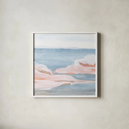Sandbar IV by Chris Paschke. Shown in a crisp white glass frame for a clean and minimalist style. Available as an archival giclee rolled canvas, fine art paper, or poster print. SKU 85536a.