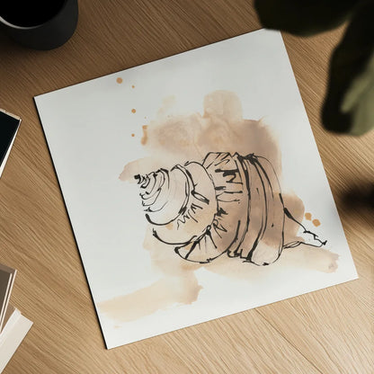 Sandy Conch I by Chris Paschke. Shown as a detailed flat fine art print, highlighting archival giclee quality. Available as an archival giclee rolled canvas, fine art paper, or poster print. SKU 89509a.